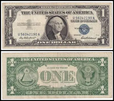 Снимка за обява „🇺🇸 САЩ 1957 1 долар син печат 🇺🇸"