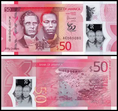 Снимка за обява „🇯🇲 Ямайка 2022 50 долара полимер UNC нова 🇯🇲"