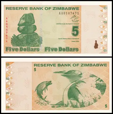 Снимка за обява „🇿🇼 Зимбабве 2009 5 долара UNC нова 🇿🇼"