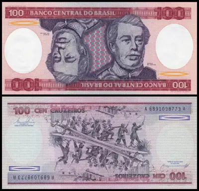 Снимка за обява „🇧🇷 Бразилия 1981-1984 100 крузейрос UNC нова 🇧🇷"