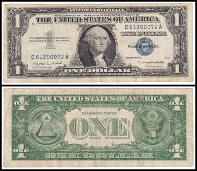 Снимка за обява „🇺🇸 САЩ 1957 А 1 долар син печат 2 🇺🇸"