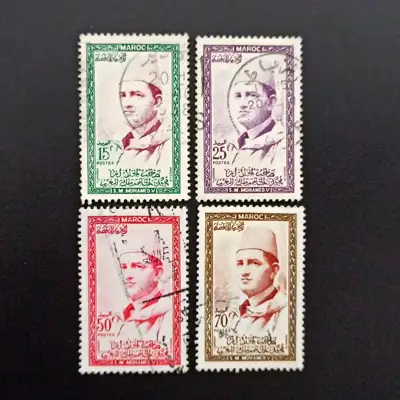 Снимка за обява „🇲🇦 Мароко 1956 15,25,50 и 70 франка Крал Мохамед V 🇲🇦"