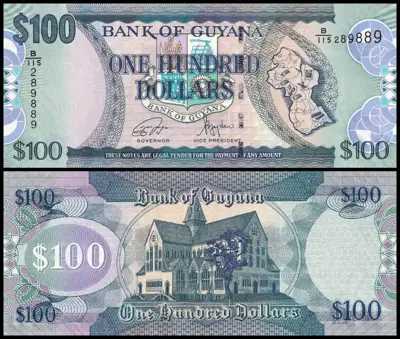 Снимка за обява „🇬🇾 Гвиана 2005-2022 100 долара UNC нова 🇬🇾"