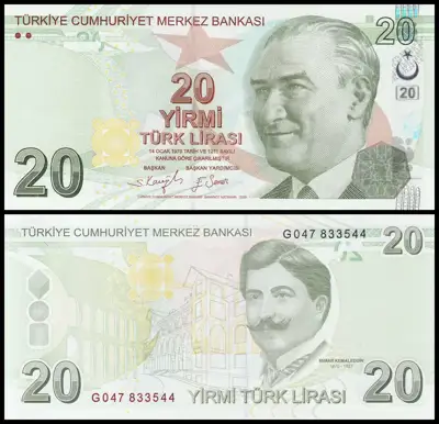 Снимка за обява „🇹🇷 Турция 2009 20 лири UNC нова 🇹🇷"