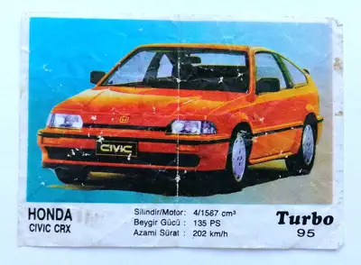 Снимка за обява „⭐ Картинка Turbo Турбо черно 95 Honda Civic CRX ⭐"