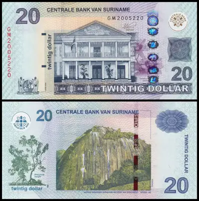 Снимка за обява „🇸🇷 Суринам 2020 20 долара UNC нова 🇸🇷"