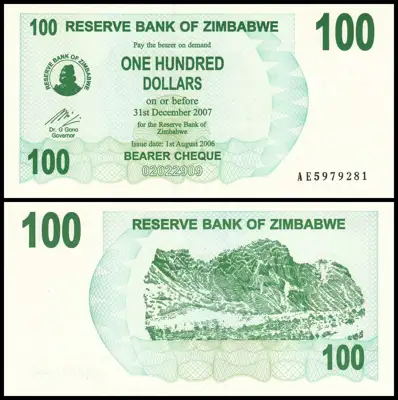 Снимка за обява „🇿🇼 Зимбабве 2006 100 долара UNC нова 🇿🇼"