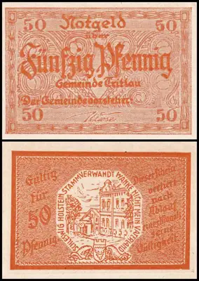 Снимка за обява „🇩🇪 Германия Trittau 1914-1924 50 пфенинга UNC нова 🇩🇪"