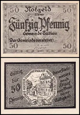 Снимка за обява „🇩🇪 Германия Trittau 1914-1924 50 пфенинга UNC нова 🇩🇪"
