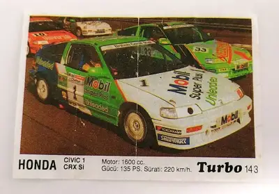 Снимка за обява „⭐ Картинка Turbo Турбо черно 143 Honda Civic 1 CRX ⭐"