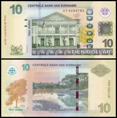 Снимка за обява „🇸🇷 Суринам 2019 10 долара UNC нова 🇸🇷"