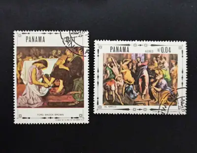 Снимка за обява „🇵🇦 Панама 1968 0.01 и 0.04 балбоа Религиозни Картини 🇵🇦"