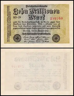 Снимка за обява „🇩🇪 Германия 1923 10000000 марки UNC нова 🇩🇪"