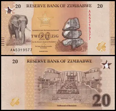 Снимка за обява „🇿🇼 Зимбабве 2026 20 зиг UNC нова 🇿🇼"