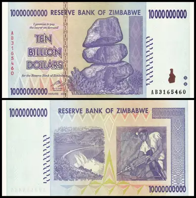 Снимка за обява „🇿🇼 Зимбабве 2008 10000000000 долара UNC нова 🇿🇼"