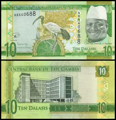 Снимка за обява „🇬🇲 Гамбия 2015 10 даласи UNC нова 🇬🇲"