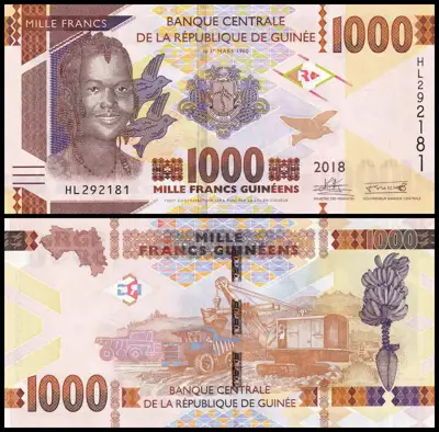 Снимка за обява „🇬🇳 Гвинея 2018 1000 франка UNC нова 🇬🇳"