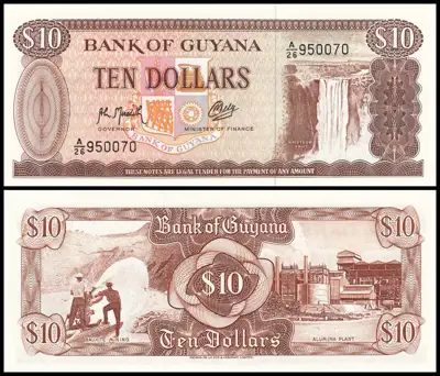 Снимка за обява „🇬🇾 Гвиана 1966-1992 10 долара UNC нова 🇬🇾"