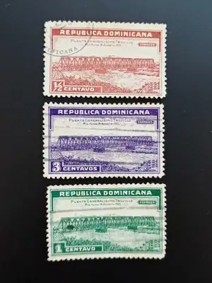 Снимка за обява „🇩🇴 Доминикана 1934 1/2,1 и 3 сентаво Мостът Трухильо 🇩🇴"