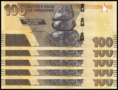 Снимка за обява „🇿🇼 x5 броя Зимбабве 2020 100 долара UNC нови 🇿🇼"