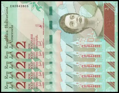 Снимка за обява „🇻🇪 x5 броя Венецуела 2018 2 боливара UNC нови 🇻🇪"