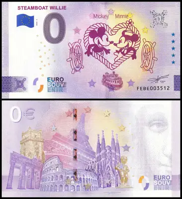 Снимка за обява „🇲🇹 Малта 2025 0 евро Steamboat Willie UNC нова 🇲🇹"