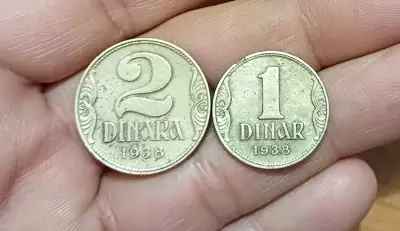 Снимка за обява „Лот 1938 Югославия 1 и 2 динара"