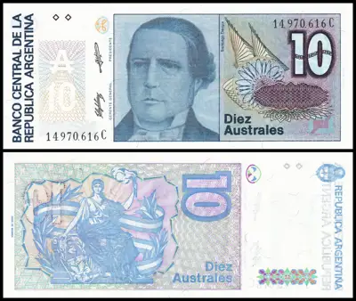 Снимка за обява „🇦🇷 Аржентина 1985-1989 10 аустрала UNC нова 🇦🇷“