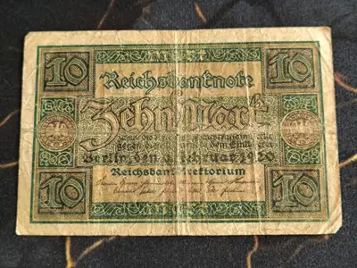 Снимка за обява „Райх банкнота - Германия - 10 марки | 1920г.“