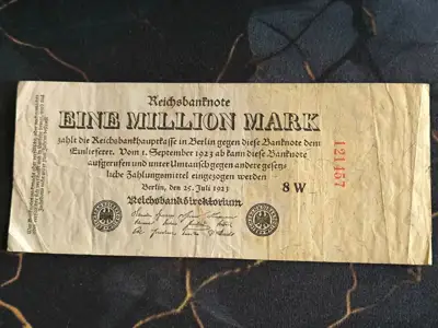 Снимка за обява „Райх банкнота - Германия - 1 000 000 марки | 1923г.“