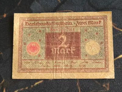 Снимка за обява „Райх банкнота - Германия - 2 марки | 1920г.“