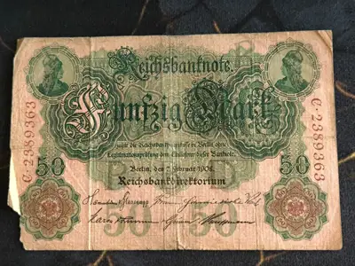 Снимка за обява „Райх банкнота - Германия - 50 марки | 1908г.“