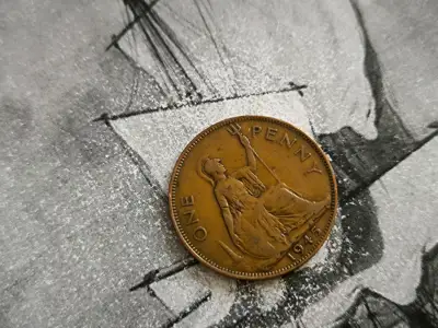 Снимка за обява „Монета - Великобритания - 1 пени | 1945г.“