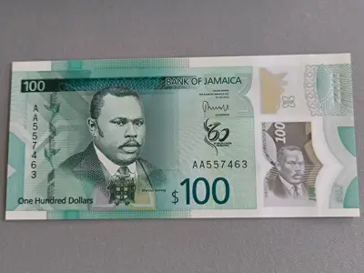 Снимка за обява „Банкнотa - Ямайка - 100 долара UNC (юбилейна) | 2022г.“