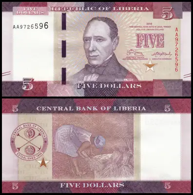 Снимка за обява „🇱🇷 Банкнота Либерия 2016 5 долара UNC нова 🇱🇷“