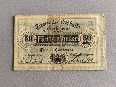 Снимка за обява „Банкнота - Австрия - 50 хелера | 1920г.“