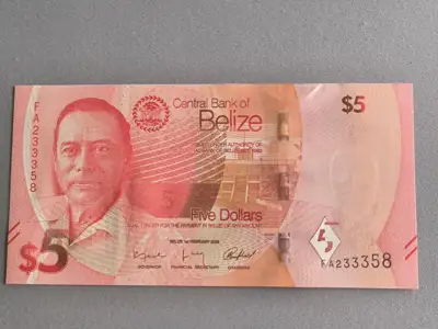 Снимка за обява „Банкнота - Белиз - 5 долара UNC | 2025г.“