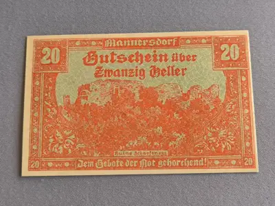 Снимка за обява „Банкнота - Австрия - 20 хелера UNC | 1920г.“