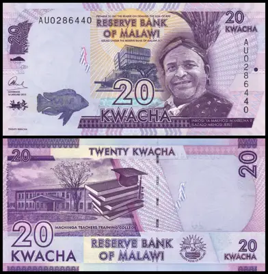 Снимка за обява „🇲🇼 Банкнота Малави 2015 20 квача UNC нова 🇲🇼“