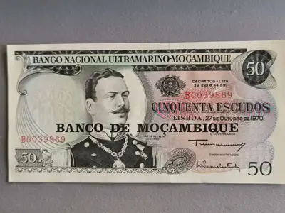 Снимка за обява „Банкнота - Мозамбик - 50 ескудос | 1970г.“