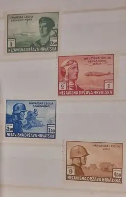 Снимка за обява „Марки - серия "Хърватски легион биещ се за Германия срещу СССР" -1943“
