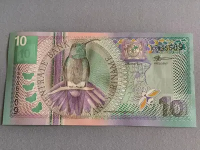 Снимка за обява „Банкнота - Суринам - 10 гулдена UNC | 2000г.“