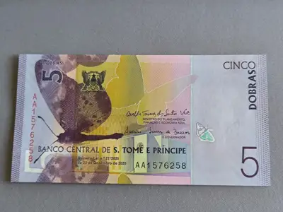 Снимка за обява „Банкнота - Сао Томе и Принсипи - 5 добрас UNC | 2020г.“
