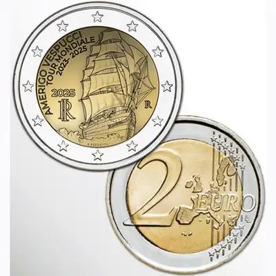 Снимка за обява „2 евро Италия 2025 Америго Веспучи UNC“