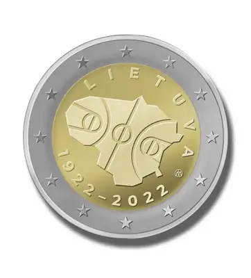 Снимка за обява „Литва 2022 - 2 евро - 100 години Баскетбол“