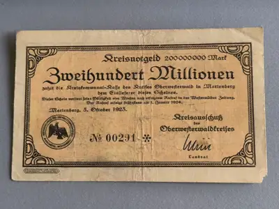 Снимка за обява „Райх банкнота - Германия - 200 000 000 марки | 1923г.“