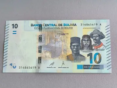 Снимка за обява „Банкнота - Боливия - 10 боливианос UNC | 2018г.“