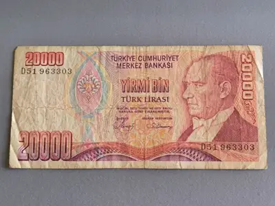 Снимка за обява „Банкнота - Турция - 20 000 лири | 1970г.“