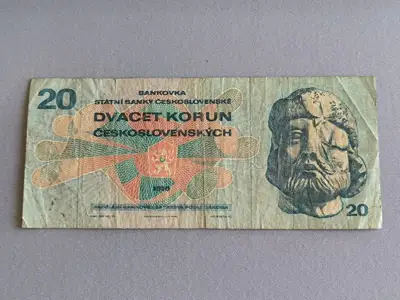 Снимка за обява „Банкнотa - Чехословакия - 20 крони | 1970г.“
