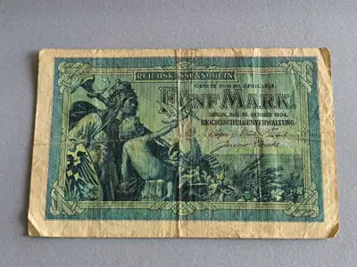 Снимка за обява „Райх банкнота - Германия - 5 марки | 1904г.“